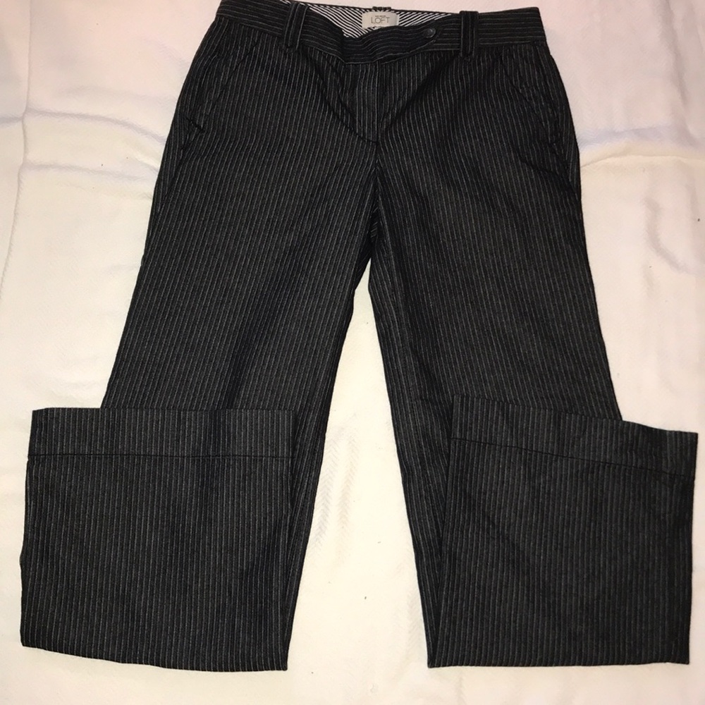 Ann Taylor Loft Marisa grey pinstriped pants
